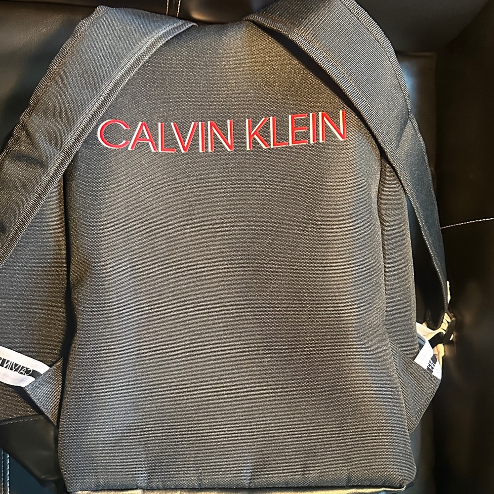 Calvin Klein CK Everyone Black Faux Leather Backpack Rucksack Gym Travel - Picture 3 of 8